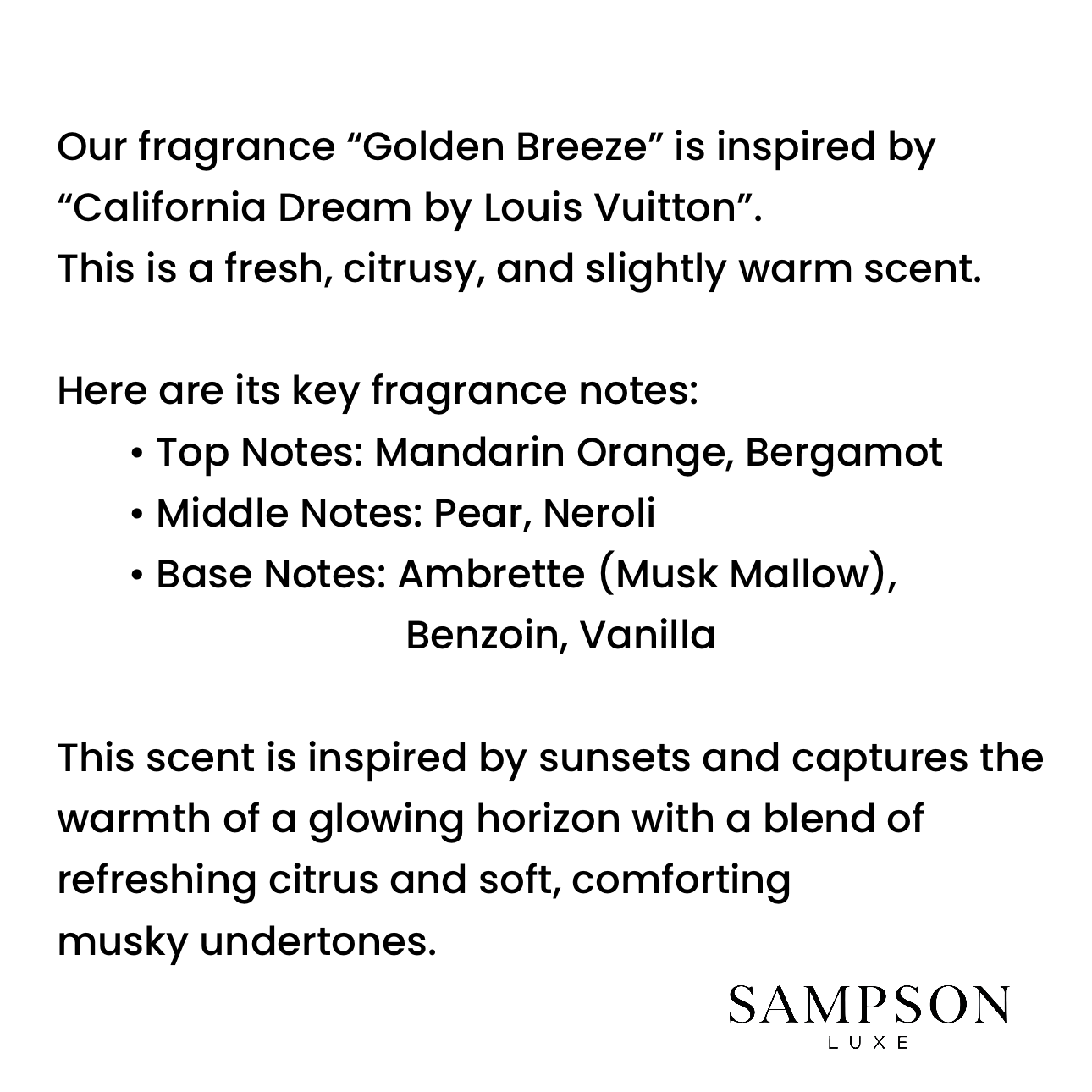 Golden Breeze EDP 3.4oz/100ml (Inspired By California Dream Louis Vuitton)